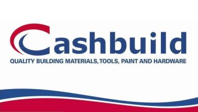 Cashbuild logo with red and blue stripes, accompanied by a notice about hiring for a cashier role.